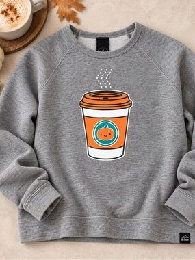 Whistle & Flute Pumpkin Spice Coffee Fall Sweatshirt Organic Cotton Small